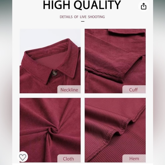 Burgundy button up shacket - Picture 4 of 6